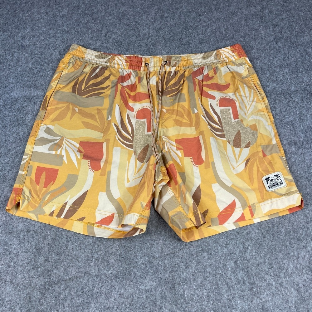 Howler Brothers Stretch‎ Bruja Boardshorts Swim Trunks Mens 38 Yellow Orange Tan